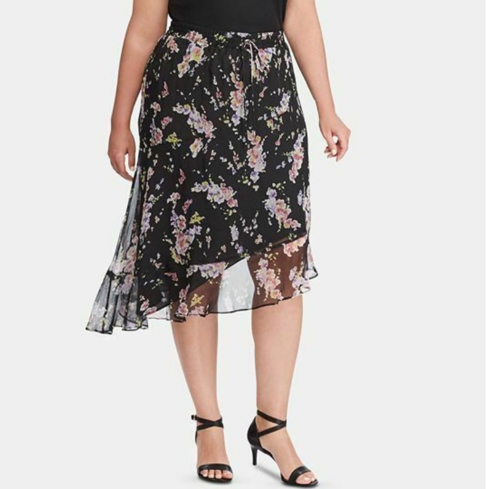 Ralph Lauren Tierney Asymmetrical Floral  Skirt